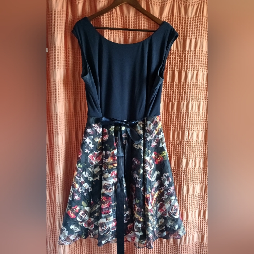 Dress Barn Navy With Floral Skirt Dress